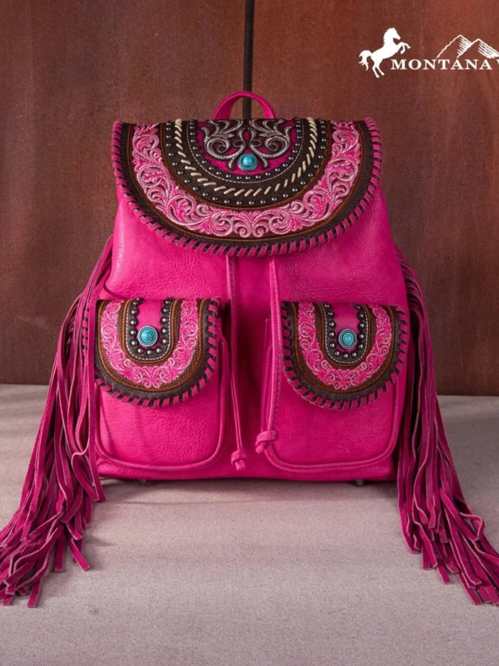 Montana West Floral Embroidered Collection Backpack -  Hot Pink